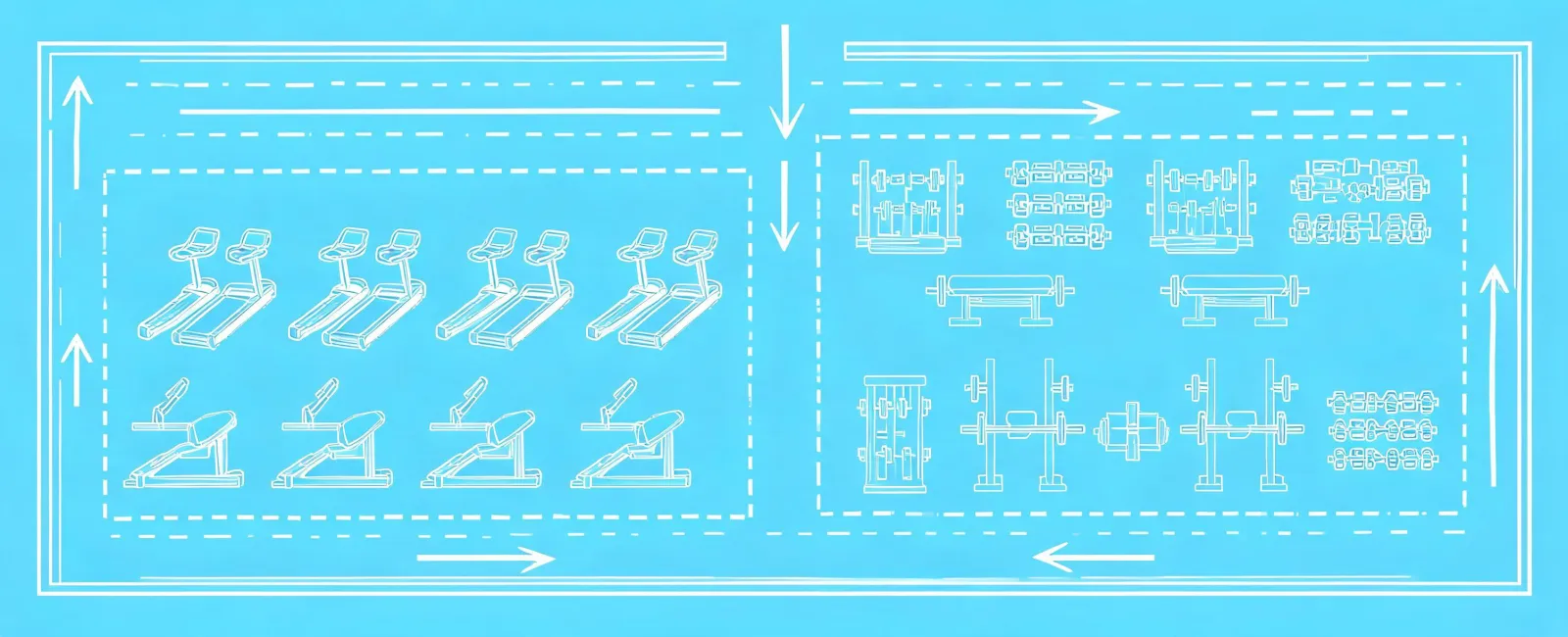 Commercial fitness facility floor planning diagram