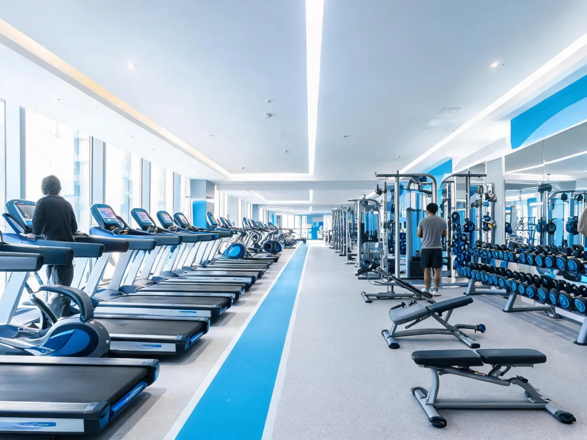Commercial gym with Life Fitness cardio and strength zones